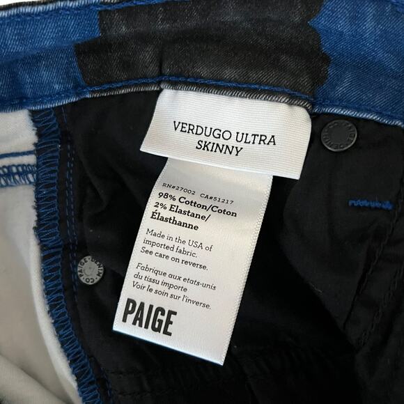 Paige Womens Verdugo Ultra Skinny Jeans Floral Patter Blue 27 - Picture 9 of 10